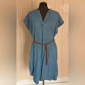 Denim Dress with Belt
